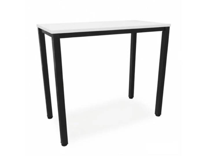 EIGENTLICH Stehtisch Gestell Schwarz, H112,5 cm (Weiss, 120x60 cm) Büro Besprechungs-Stehtisch quadratische Beine Stahlrohr, Meetingtisch Bartisch aus eigener Fertigung für Privat und Gewerbe