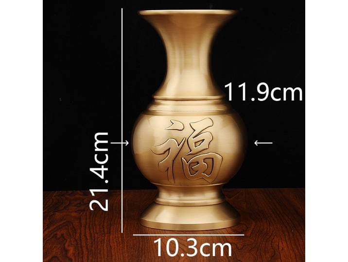 Vase en laiton pour salon, décoration de la maison, artisanat créatif en métal, bouteille de mariage, ornement en cuivre pur