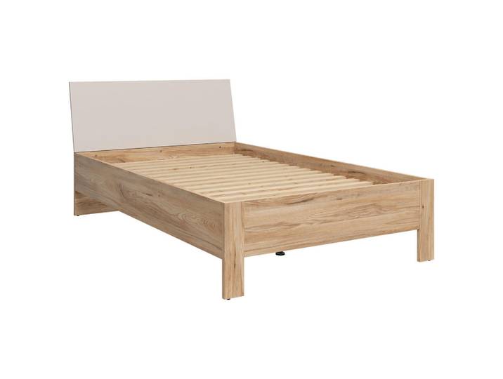 Milino Bett, Eichefarben, Kaschmir, Holzwerkstoff, 120x200 cm, Schlafzimmer, Bett, Einzelbetten