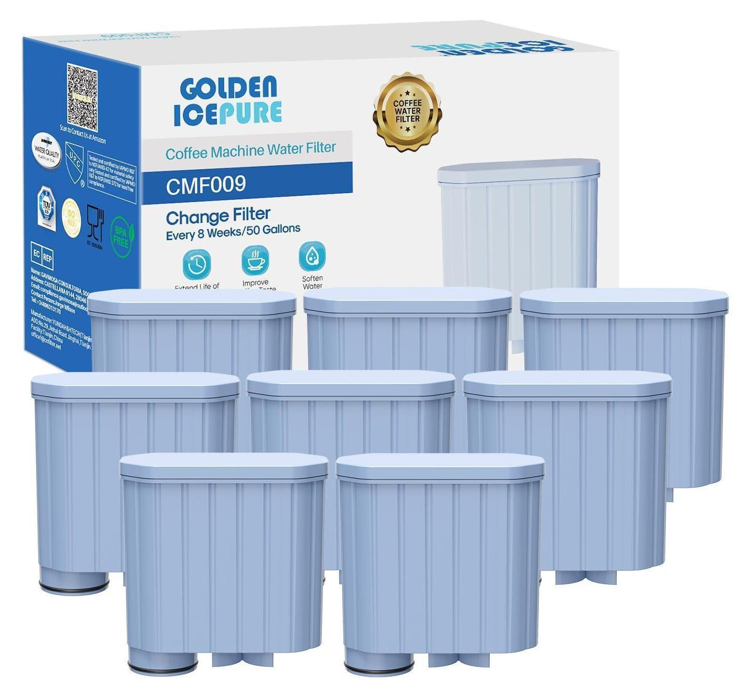 Golden Icepure Waterfilter set voor volautomatische koffiemachines, geschikt voor Philips Aqua Clean, Saeco Aqua Clean en Gaggia, 8 stuks