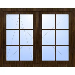 Doppelfenster ohne Mittelsteg PEPE 3-fach Verglasung Nussbaum holzähnlich innen öffnend DIN rechts