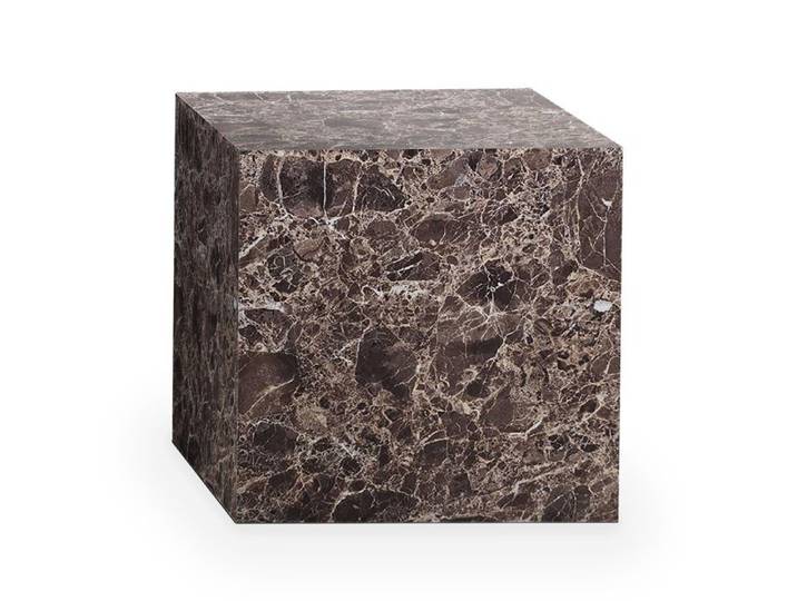 JASMIA - Table basse carré en marbre d'ingénierie marron