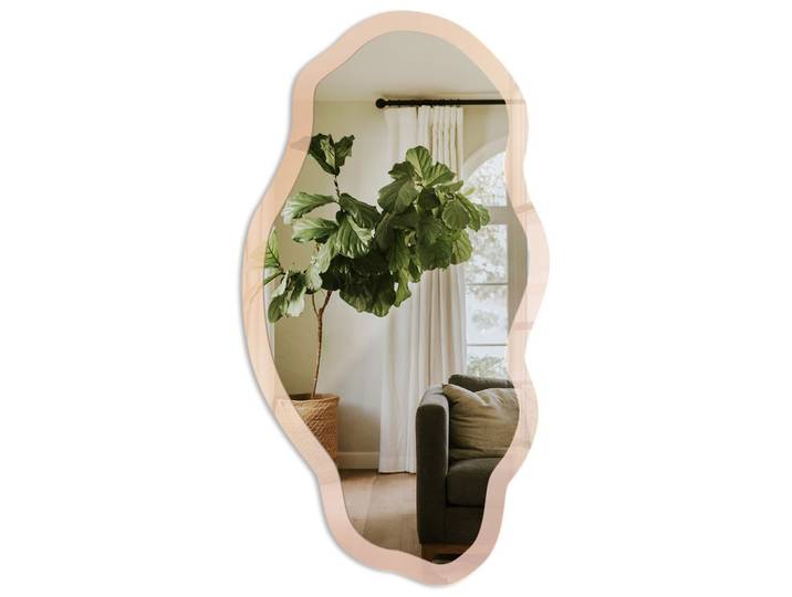 SPIEGEL 90x45 cm asymmetrisch mit Druck - Pastellfarbene Stimmung