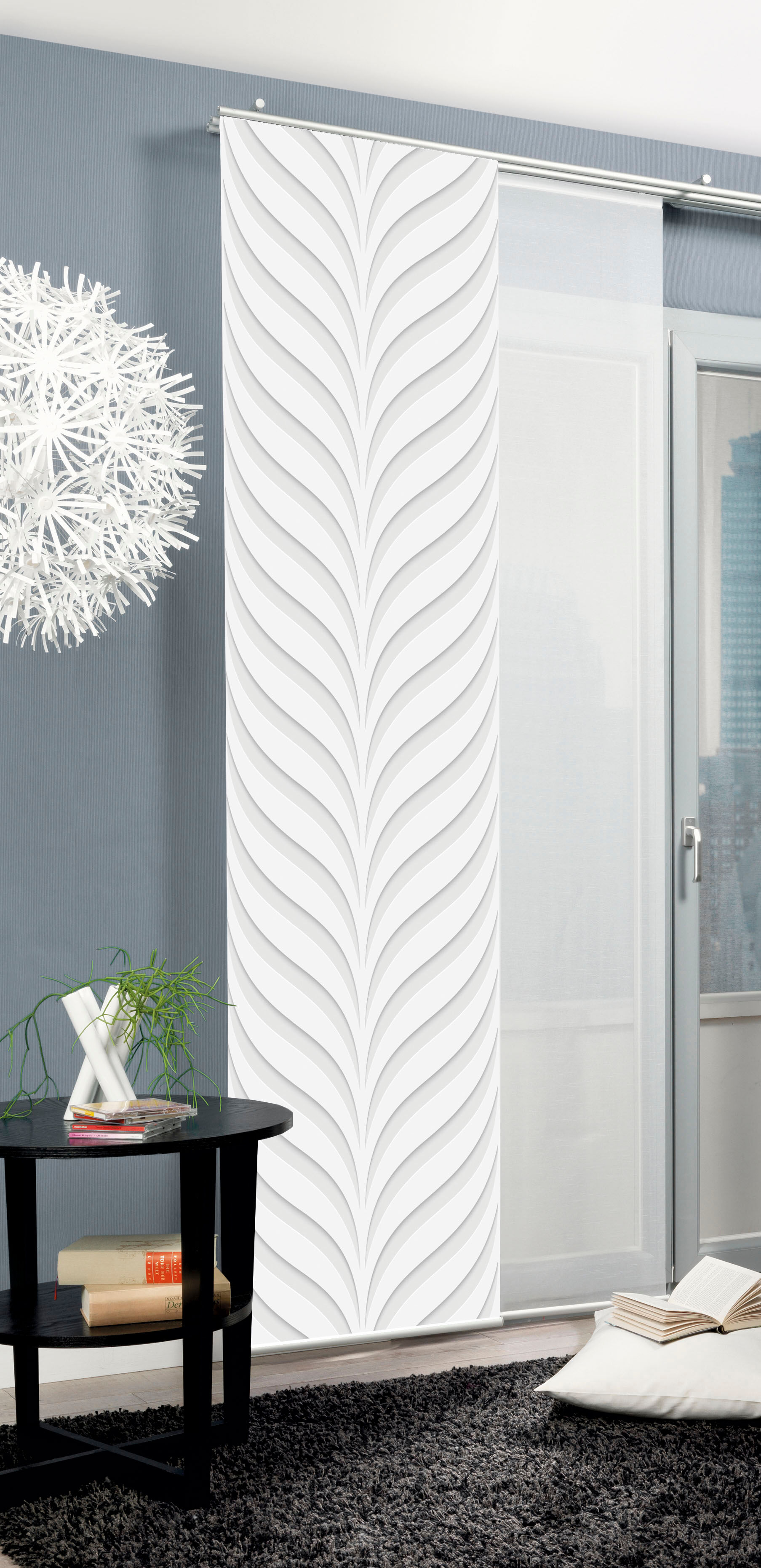 Schiebegardine HOME WOHNIDEEN "MURRAY" Gr. 1, grau, B:60cm H:245cm, Polyester, Gardinen, Schiebegardine, Schiebegardine MURRAY digitalbedruckt