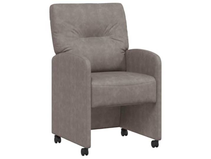 NLQMSU Esszimmerstühle mit Rollen, 2 Stück, Kunstleder, Grau Schaumstoffkissen im Lieferumfang enthalten, gebogene Armlehnen, gebogene Rückenlehne, Rollen, Sperrholz und Metall
