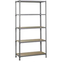 SimonRack Schwerlastregal 1800x800x300 mm, 5 Ebenen, Holzböden, 150 kg Tragkraft pro Ebene, Grau - Maderclick