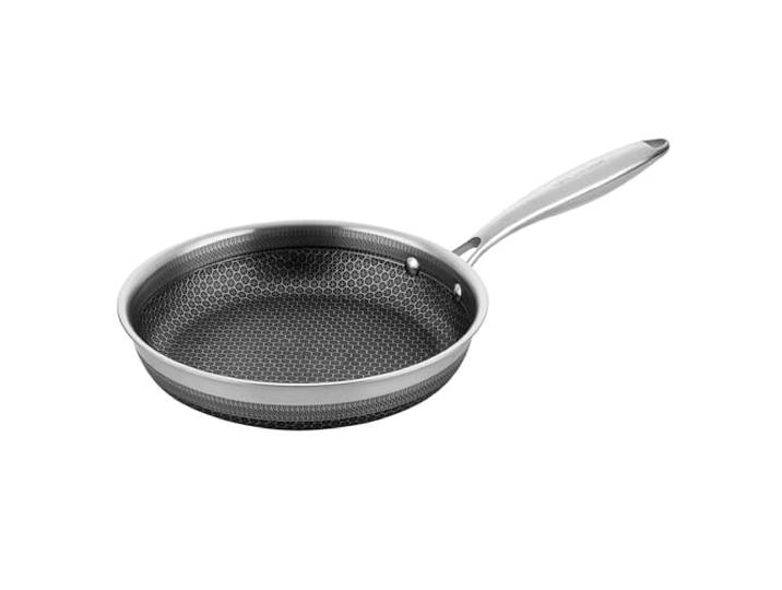 Florina Edelstahl-Bratpfanne 24 cm I Robuste LE GOURMET Universalbratpfanne mit 3-lagiger Sechskanstruktur I Antihaftbeschichtung I Ergonomischer Griff I Geeignet für Induktion, Gas- und Elektroherd