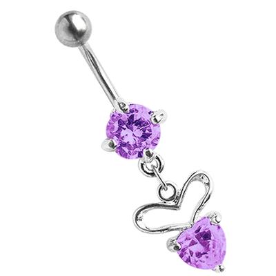 Bauchnabelpiercing ADELIA´S "Piercing Bauchnabelpiercing", lila, Piercings, Damen, onesize, Titan, Banane mit rundem, gefasstem Zirkonia