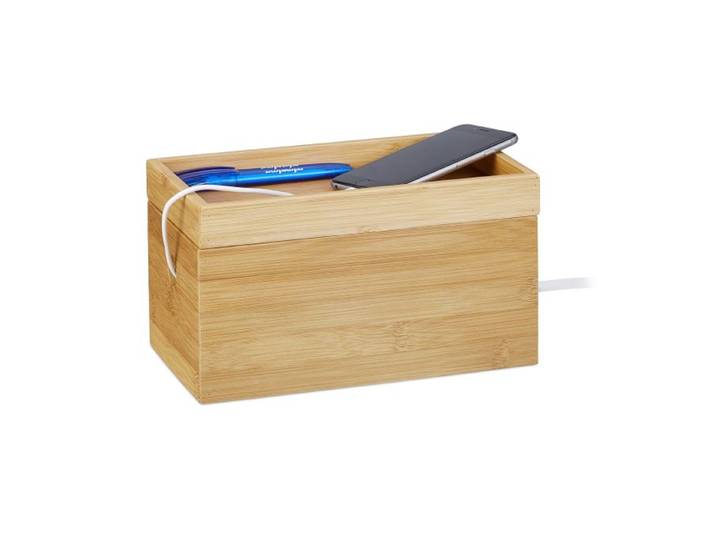 Relaxdays Kabelbox Bambus