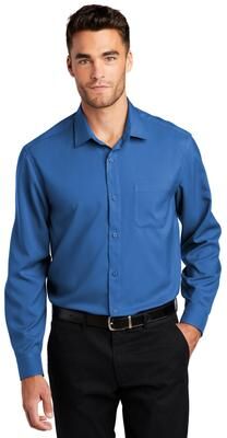 Port Authority W401 Long Sleeve Performance Staff Shirt in True Blue size 2XL   Polyester