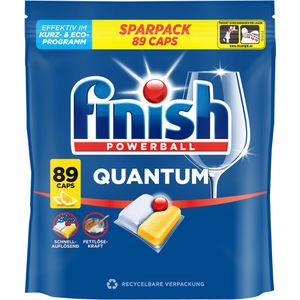 finish Spülmaschinentabs Quantum Powerball Citrus, All in 1, kraftvolle Reinigung, strahlender Glanz, Sparpack, 89 Tabs