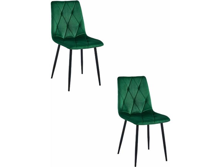 Chaise - Leobert - Libra - Velours Vert Foncé/Pieds Noirs - Lot De 2