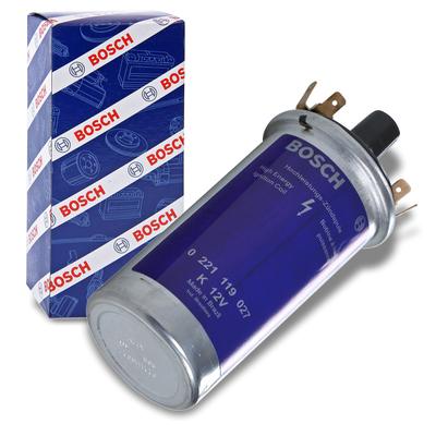 Bosch Zündspule [Hersteller-Nr. 0221119027] für Isuzu, Peugeot, Mercedes-Benz, Skoda, Nissan, Trabant, Toyota, VW, Hillman, Alfa Romeo, Subaru, Talbot