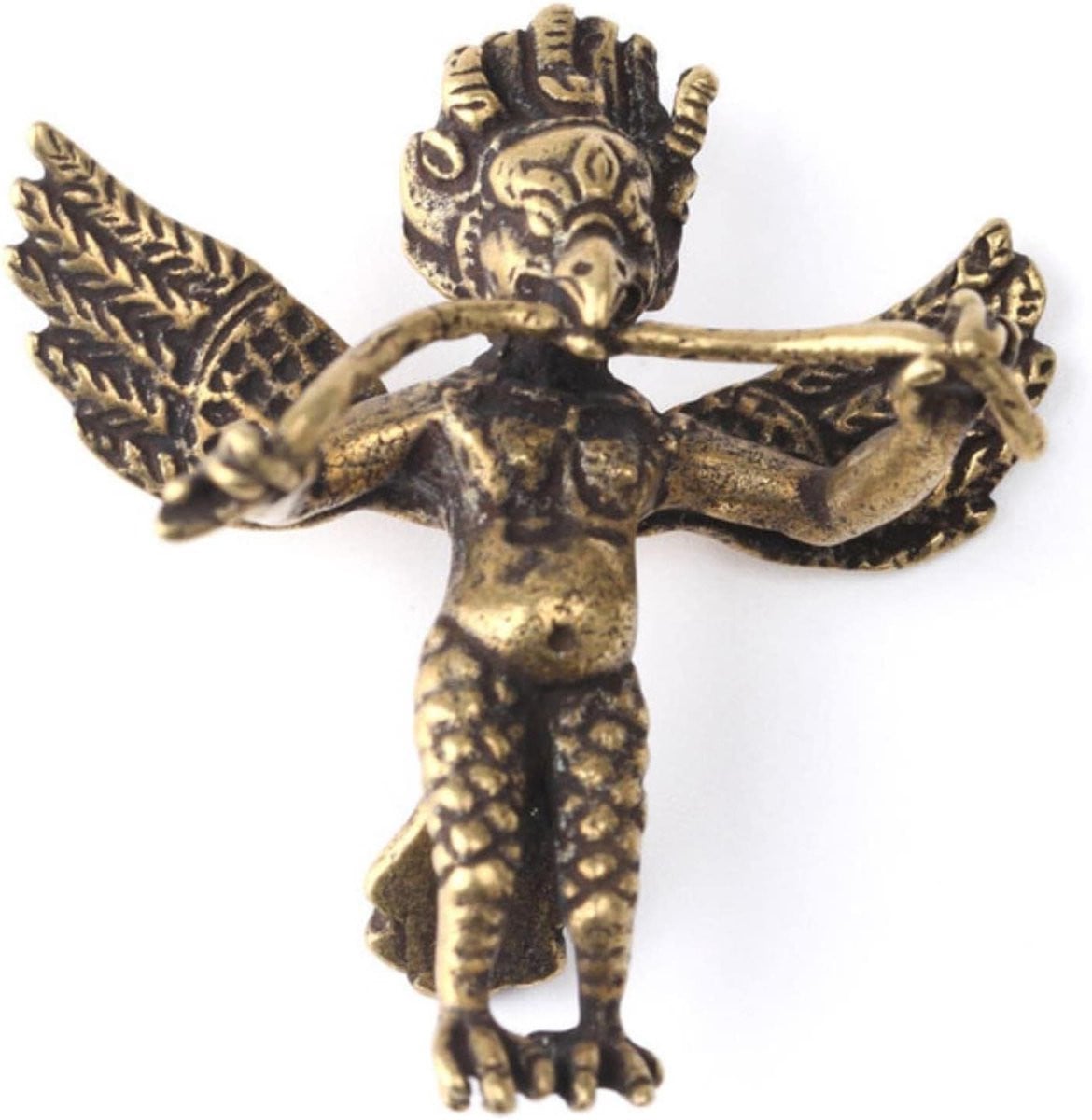 Koperen Lei Zhenzi figuur uit de Chinese mythologie als decoratief ornament en sleutelhanger