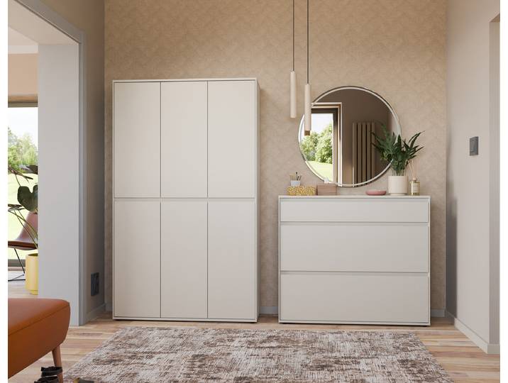 home24 Hoge schoenenkast 112cm beige/kasjmier