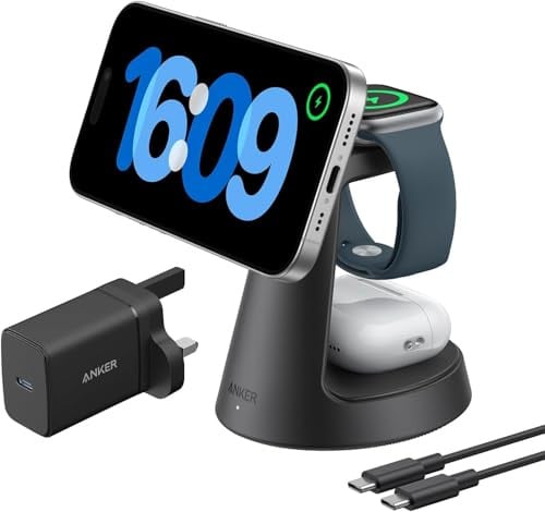 Anker MagGo 3-in-1 Laadstation, Qi2 15W Oplader, MagSafe compatible