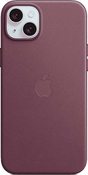 REACONDICIONADO Seminuevo Muy bueno Apple Funda de trenzado fino con MagSafe para iPhone 15 Plus, Rojo mora