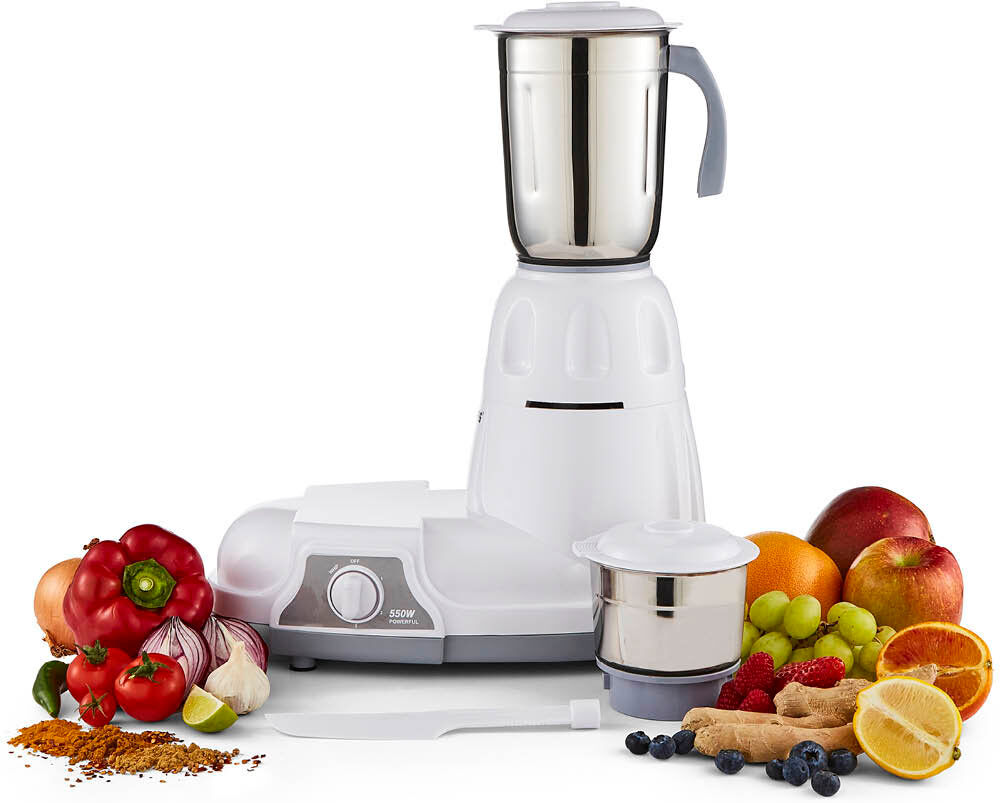 GEEPAS 550W 2-in-1 Dry & Wet Indian Mixer Grinder Heavy Duty Electric Grinder with Stainless Steel Jars & Blades Perfect for Fine Grinding Mixing Chop Red 1500ml