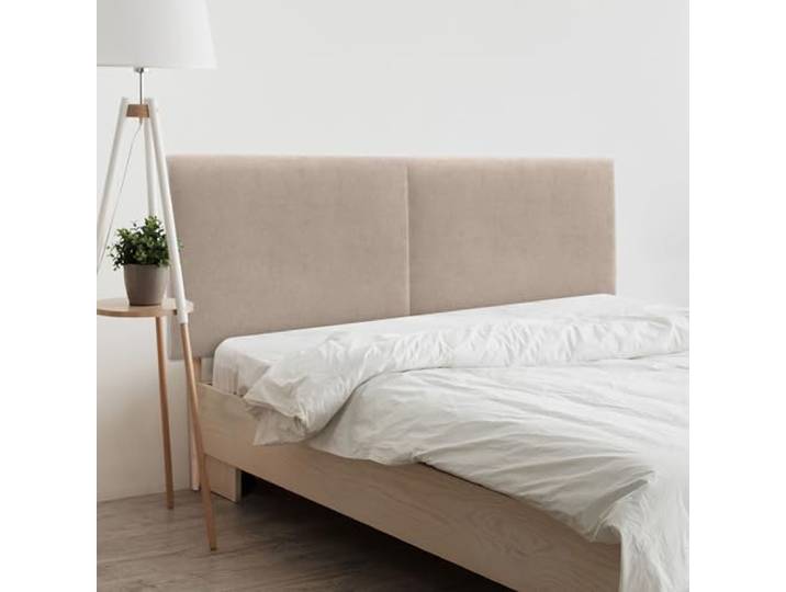 DHOME Gepolstertes Kopfteil Glatt aus Aqualine-Stoff mit Beinen Höhe 70 cm Stärke 4 cm und 8 cm für Wand Akustische Kopfteile Schallabsorbierend (Beige, 190cm Dual, Stärke 4cm)