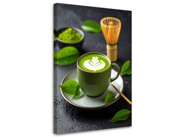 Feeby Leinwandbild Matcha-Tee 60x90cm, Grün, Essen/Getränk, Rechteckig, 60x90 cm, Bilder & Rahmen, Bilder, Leinwandbilder