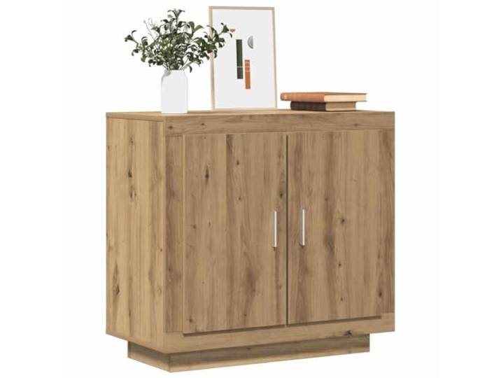 KTHLBRH Sideboard 80 x 40 x 75 cm Eiche Kunsthandwerk 2 Türen Robuste Ablagefläche, 2 Innenfächer, hochwertige Spanplatte, inklusive Wandbefestigung