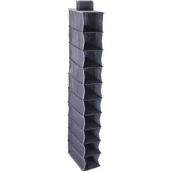 Praktisches Schrank Hängeregal dunkelgrau mit 10 Fächern (30x15x120cm) - Schafft sofort mehr Ordnung & Stauraum für Kleidung, Schuhe & Wäsche