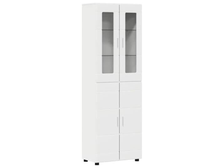 Schrank schmal weiß 60x35x182 cm Holz Modernes Design, Matt Finish, Geräumig, Flur, Leicht zu reinigen
