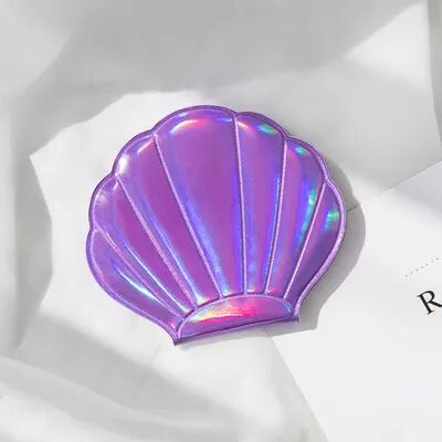 Fusion Finds Dream Laser Shell Compact Makeup Mirror With 2X Magnifying Travel Pocket Mirror purple