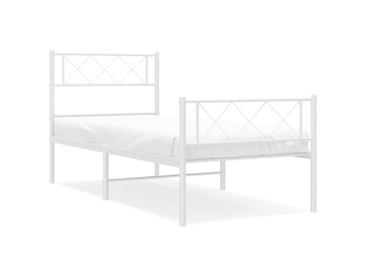 PUGYNBK Bettgestell aus Metall, weiß, 80 x 200 cm Pulverbeschichteter Stahl, Metallleisten, Stauraum unterhalb des Kopfteils, Rückenstütze