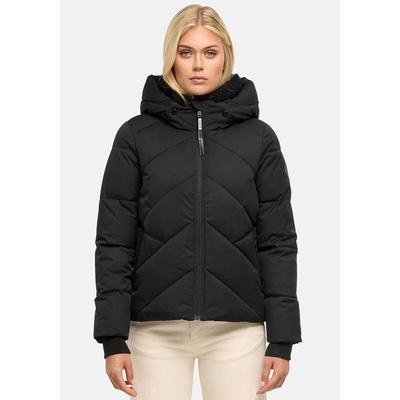 Winterjacke MARIKOO "Shinamii", Damen, Gr. S, schwarz, Obermaterial: 100% Polyester, Jacken Winterjacke, Kurze Steppjacke mit Kapuze und diagonalem Steppmuster