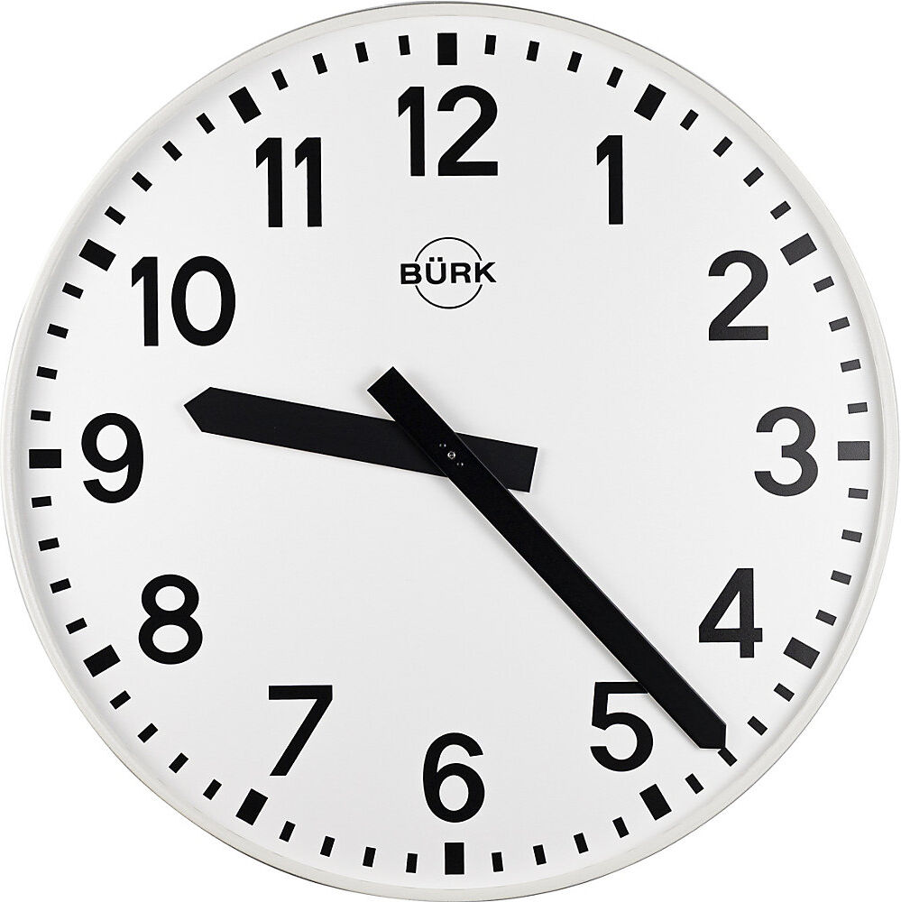 kaiserkraft Wanduhr, Ø 500 mm, Quarzuhrwerk, mit Zahlen
