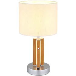 Tischlampe Beistellleuchte Tischleuchte Touchdimmer Nachttischlampe Holz H 45 cm