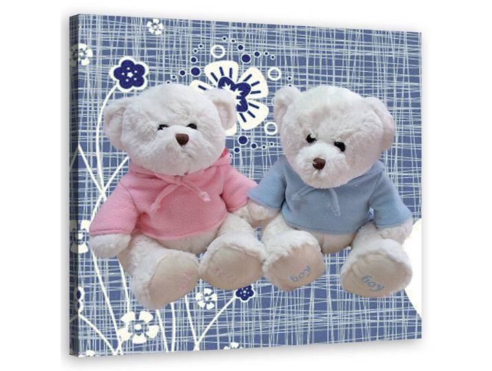 Feeby Wandbild zwei teddybären, Grau, Tiere, Rechteckig, 50x50 cm, Bilder & Rahmen, Bilder, Leinwandbilder