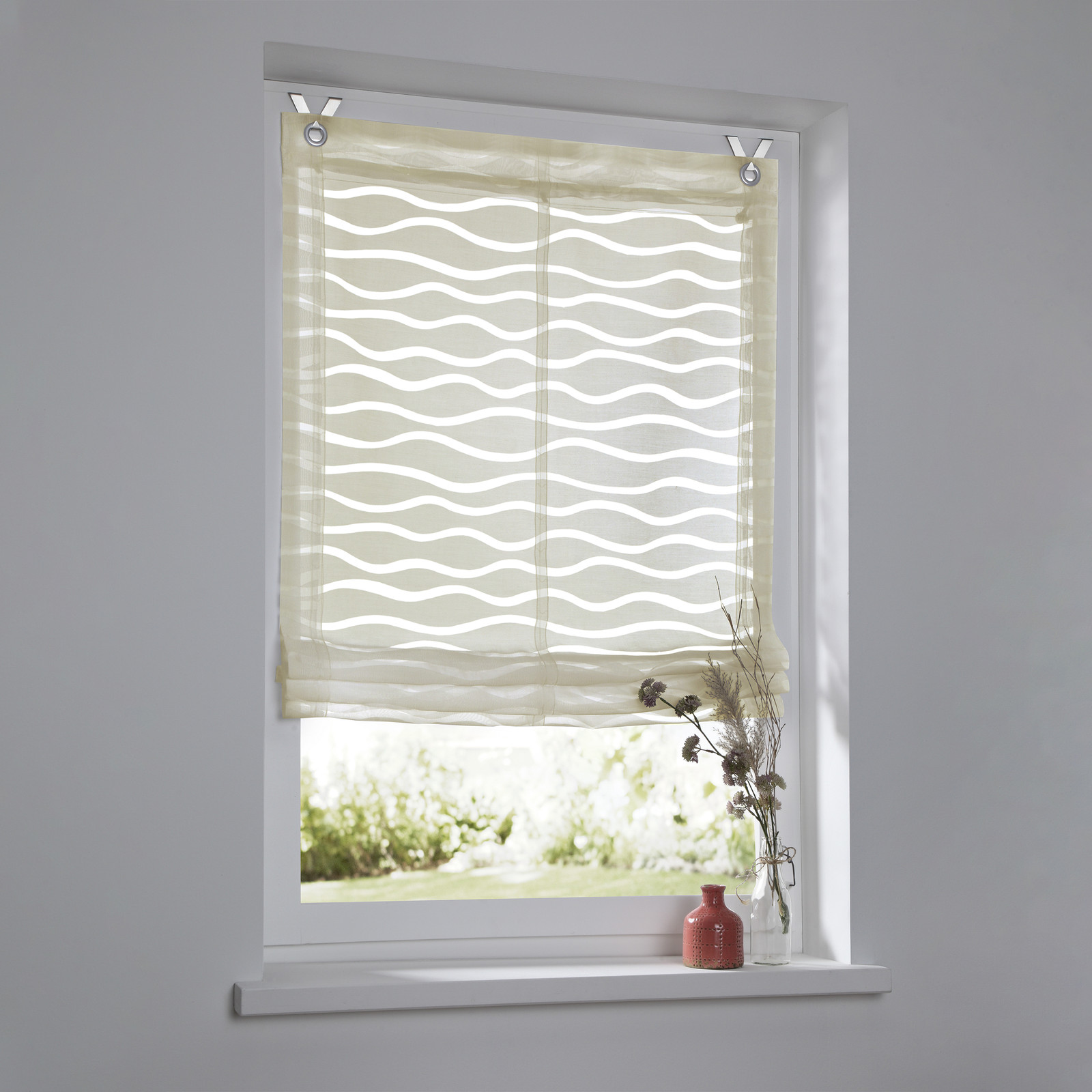 home24 Rolgordijn Enya met ringen beige Breedte: 100 cm