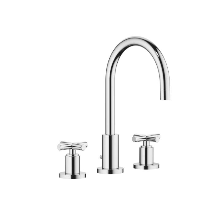 Dornbracht Waschtisch Armatur Tara. 2071389200 chrom,Ausladung 165mm,Kreuzgriffe,3 Loch Armatur