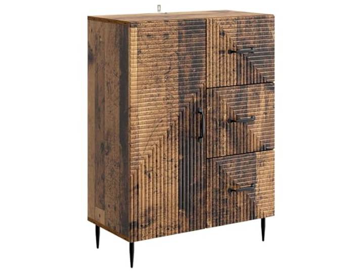 Sideboard Altholz 66 x 34,5 x 89,5 cm Holzwerkstoff Metallbeine, Griffe, Holzregale, Schubladen, Schwenktüren, Esszimmer, Wohnzimmer, Innenraum
