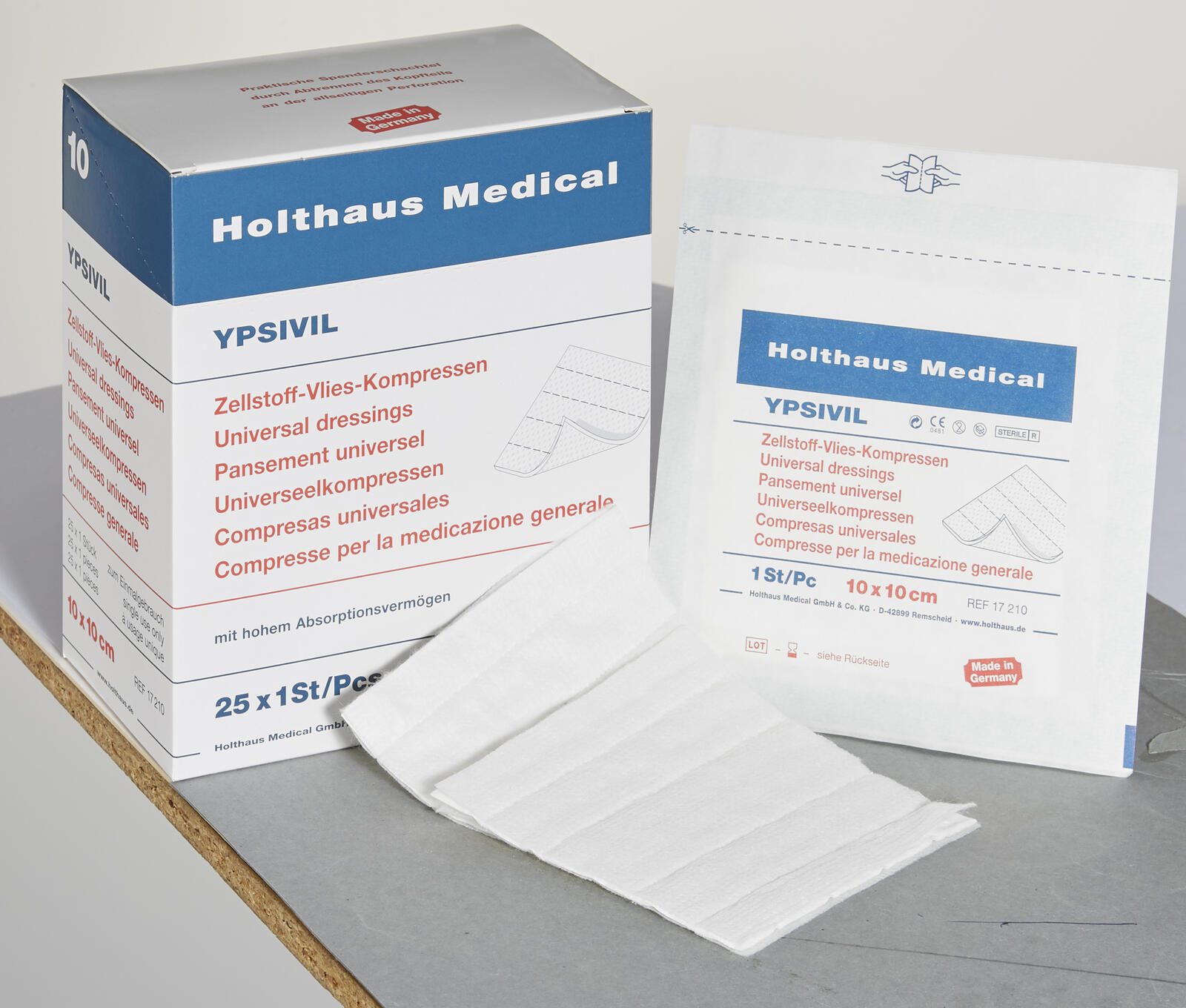 Holthaus Medical Vlies-Kompressen 10 cm x 10 cm weiß 17210