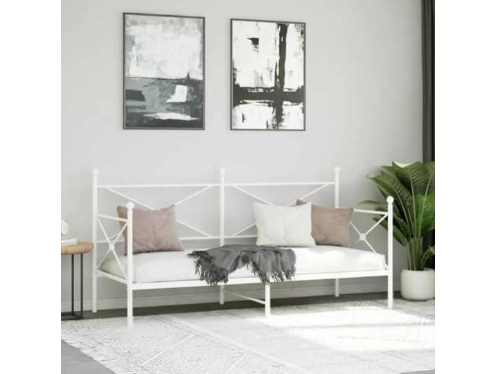 KTHLBRH Dormeuse Ohne Matratze Weiß 90 x 200 cm Stahl Mit Stauraum, Lattenrost, stabiles Gestell, für Schlafzimmer