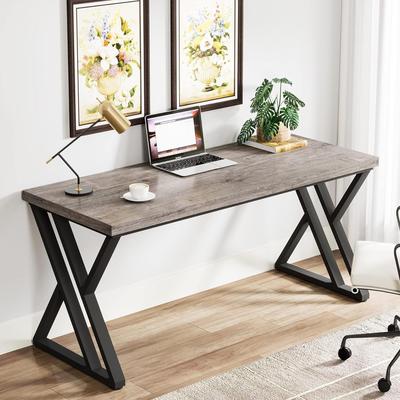 Jiallo "55"" Modern Writing Desk with Z-Shaped Metal Legs, Heavy Duty"