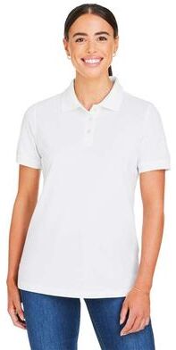 Harriton M205W Women's Valiant Cotton Snag Protect Polo Shirt in White size Large