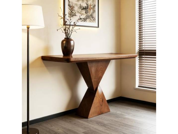 HLDJYLZS Wabi Sabi Massivholz Konsolentisch, Moderner Eingangstisch Massivholz Konsolentisch im Wabi Sabi Stil für Eingang, Flur, Wohnzimmer, Sofa-Bereich und Dekoration