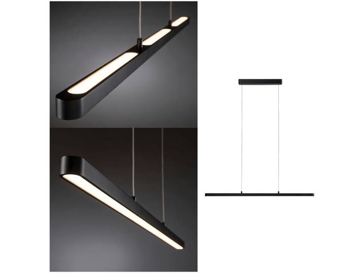 PAULMANN LED Pendelleuchte Lento , schwarz, 1, H: 2,5cm, 1 Stk., Leuchten, höhenverstellbar, LED Pendelleuchte