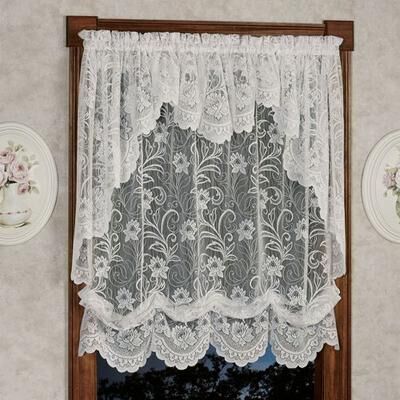 Touch of Class Art Nouveau Lace Balloon Shade 56 x 63, 56 x 63, White