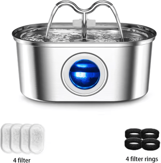 Inspire Curations GlowFlow 3.2L Stainless Steel Cat Water Fountain filter Element Set