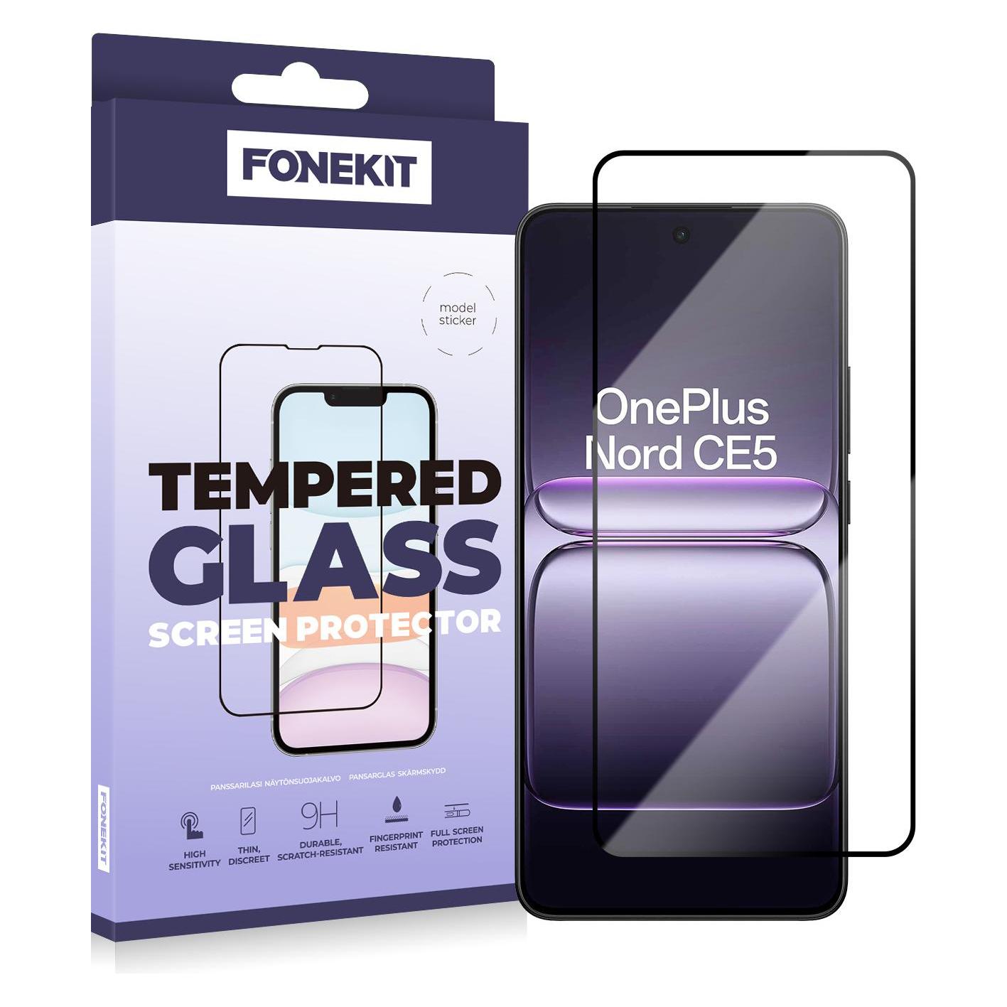 FoneKit Full Cover Tempered Glass, OnePlus Nord CE5 (1 Stk., OnePlus Nord CE5) (6438148063054)
