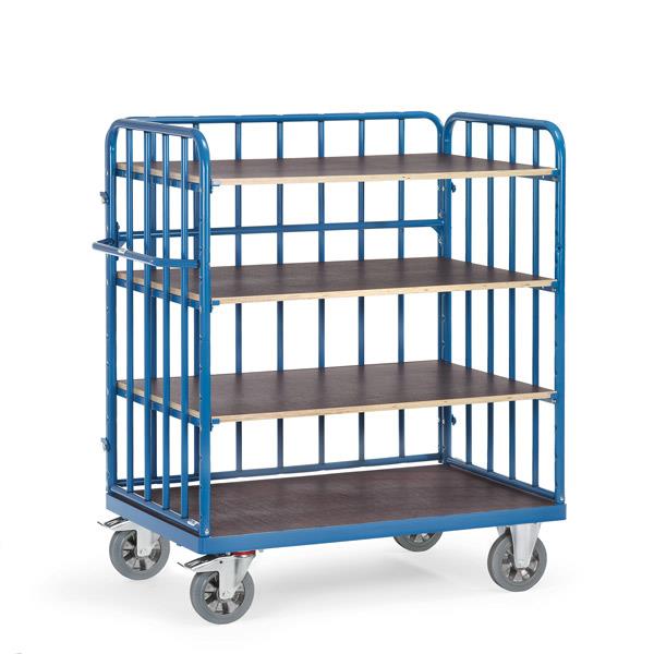 Fetra Etagenwagen mit 4 Böden und Längswand L x B 1200 x 800 mm 1200 kg