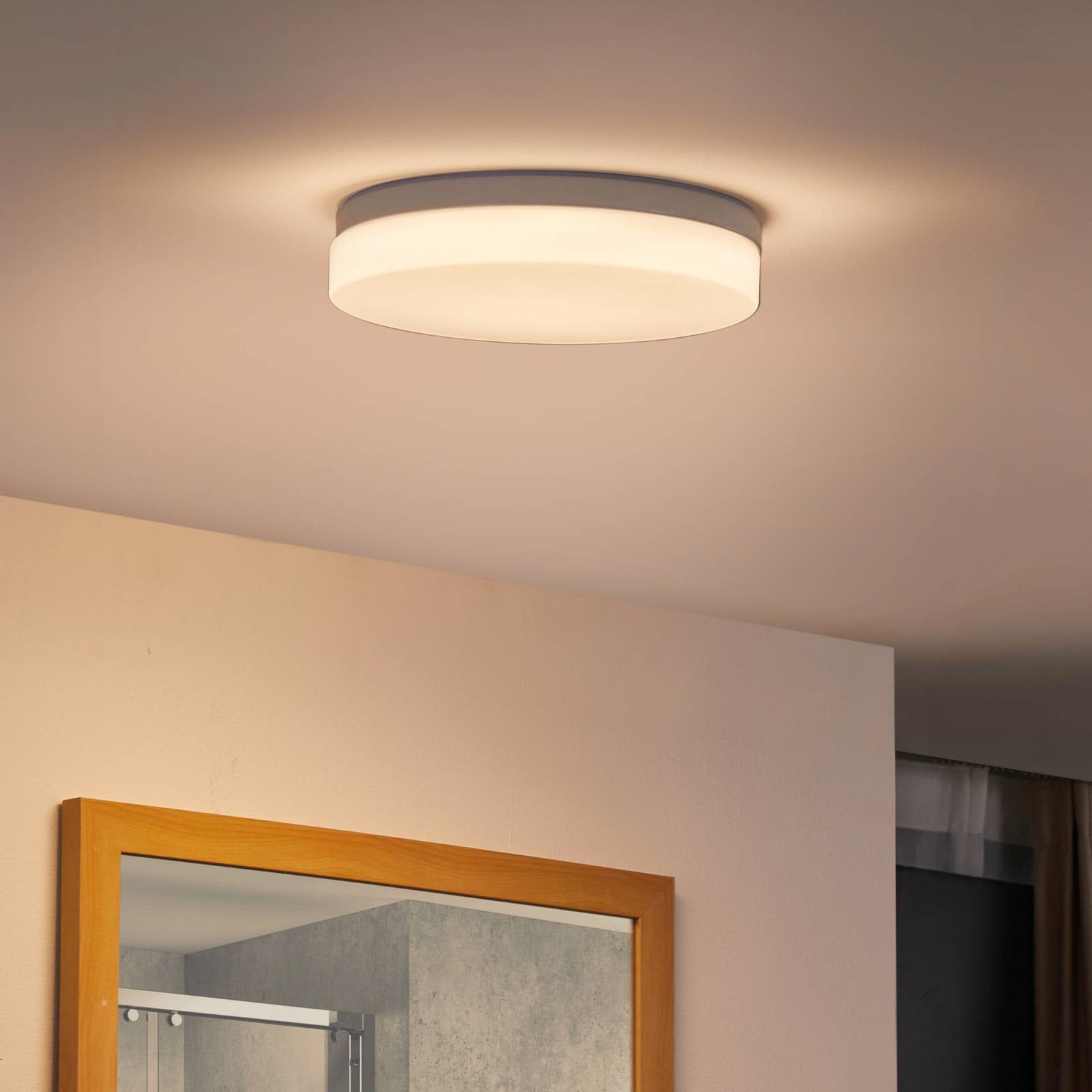 PRIOS Wynion LED-plafondlamp, modern, wit, dimbaar, voor badkamer