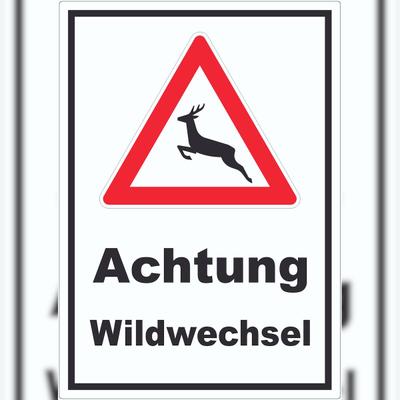 HB-Druck Aufkleber Achtung Wildwechsel A1 (594x841mm)