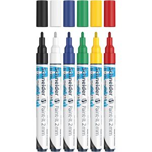 Schneider Acrylstifte Paint-It 310, 50-120195, Set 1, sortiert, Rundspitze, wasserfest, 6 Stück