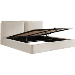 STILVORA Polsterbett Samt Beige 180x200 cm mit hydraulischem Stauraum